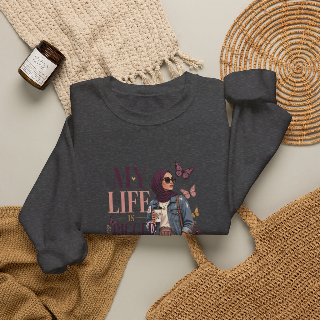 Crewneck Sweatshirt — "My Life Is Bigger Than Your Ego" Vintage Bookish Graphic