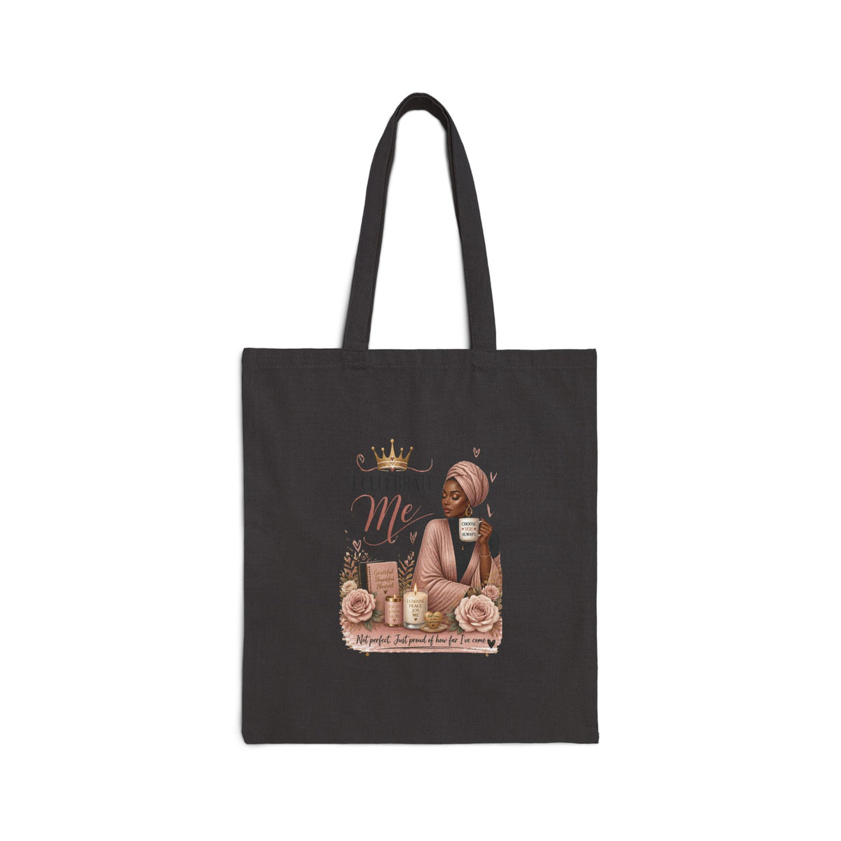 Celebrate Me Canvas Tote Bag — Inspirational Black Woman Portrait Tote