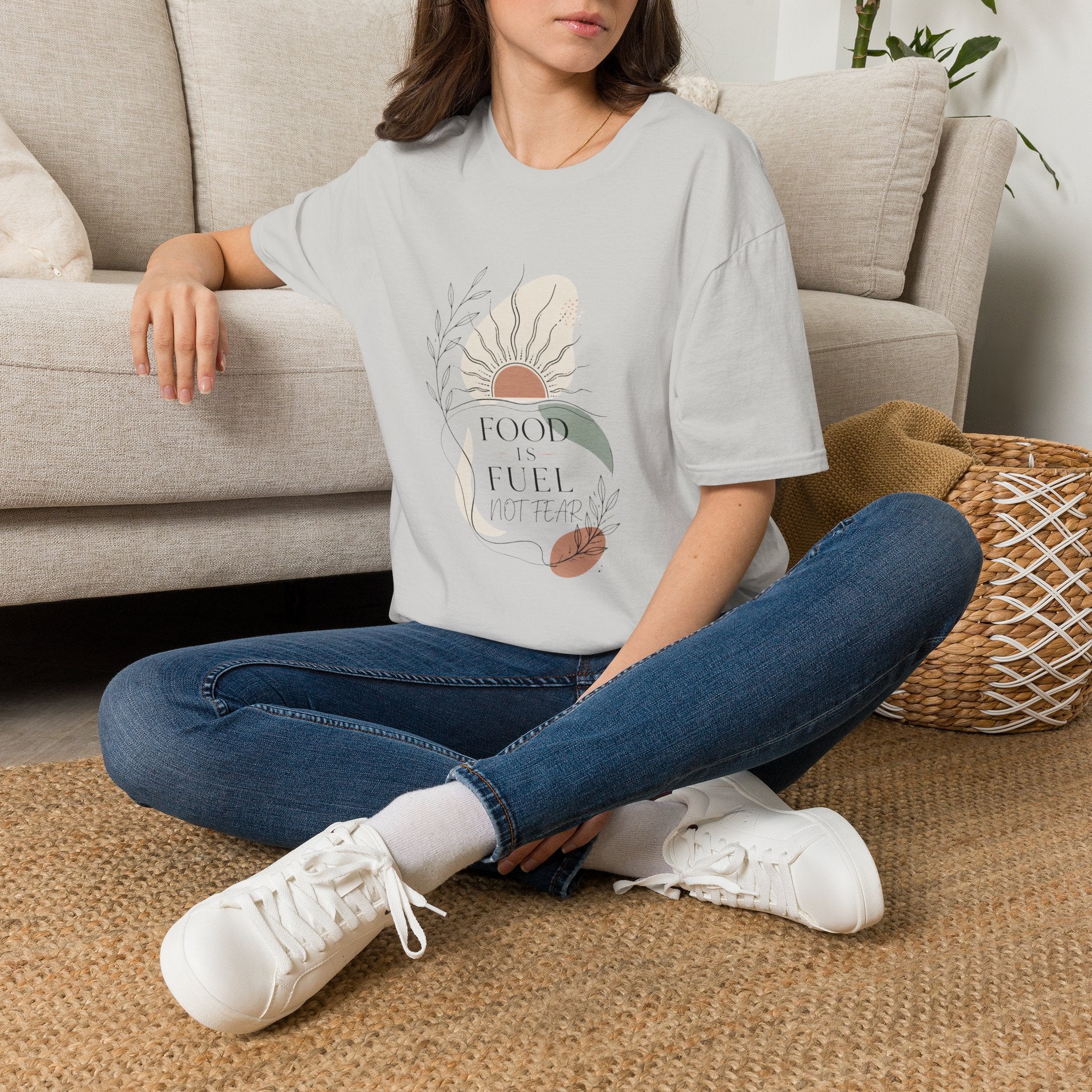 Abstract Sunflower Graphic T-Shirt — 'Good Vibes' Minimal Boho Tee