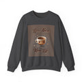 Crewneck Sweatshirt — "Less Noise, More Life" Coffee Graphic