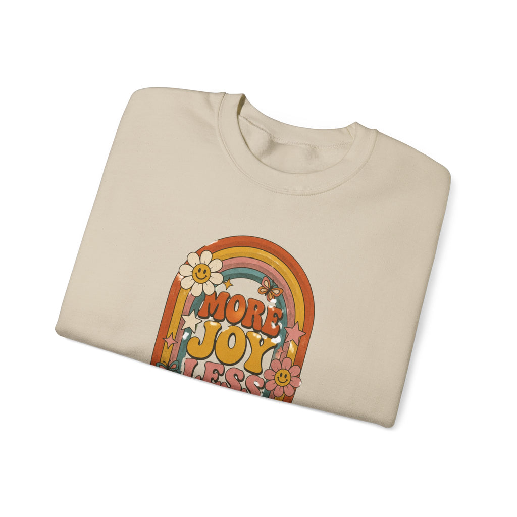 Retro Rainbow Sweatshirt — "More Joy Less Room Noise" Floral Crewneck