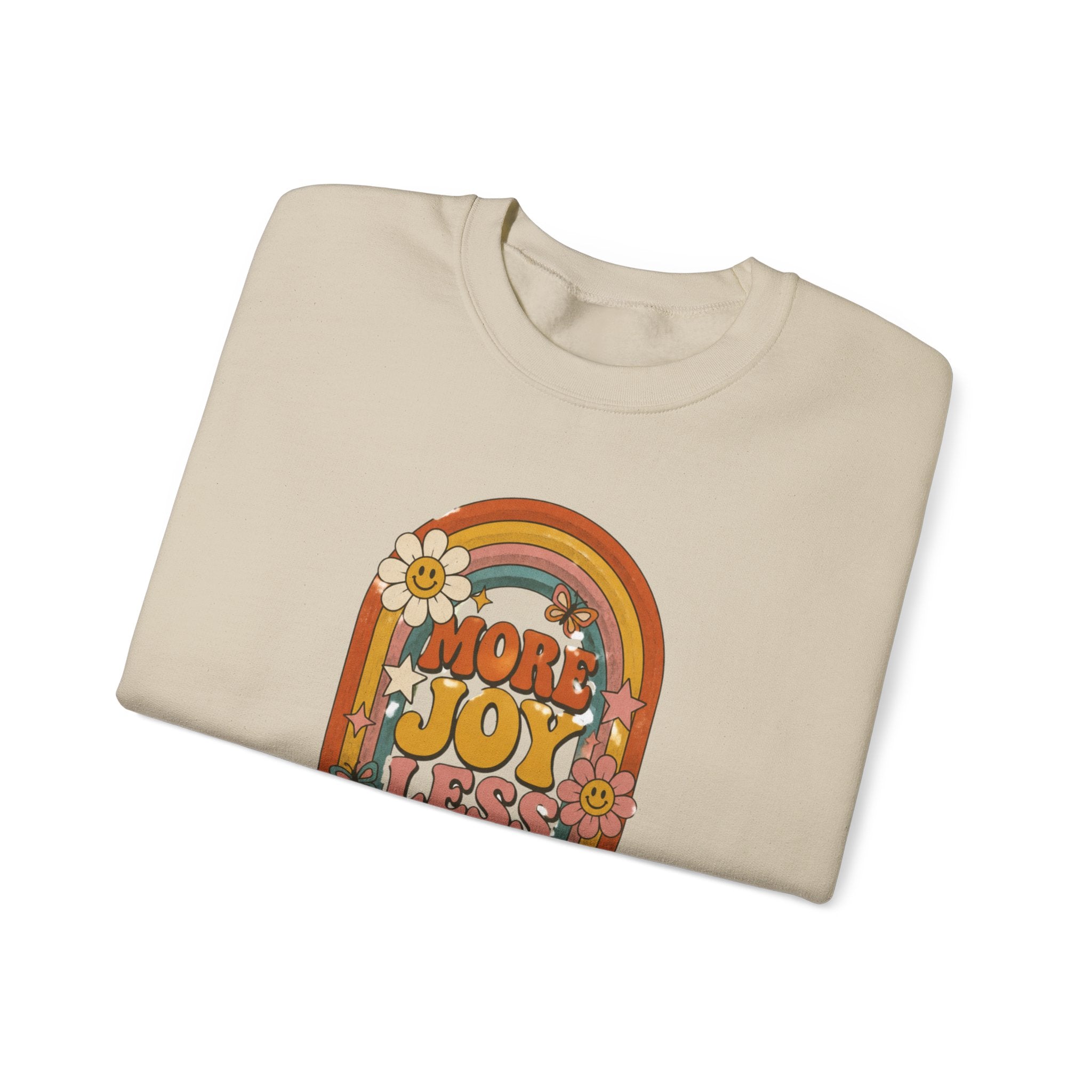 Retro Rainbow Sweatshirt — "More Joy Less Room Noise" Floral Crewneck