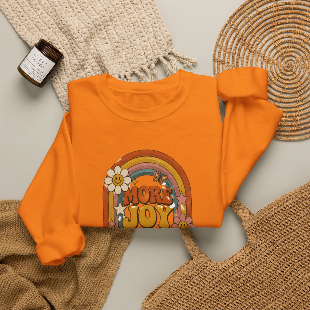Retro Rainbow Sweatshirt — "More Joy Less Room Noise" Floral Crewneck
