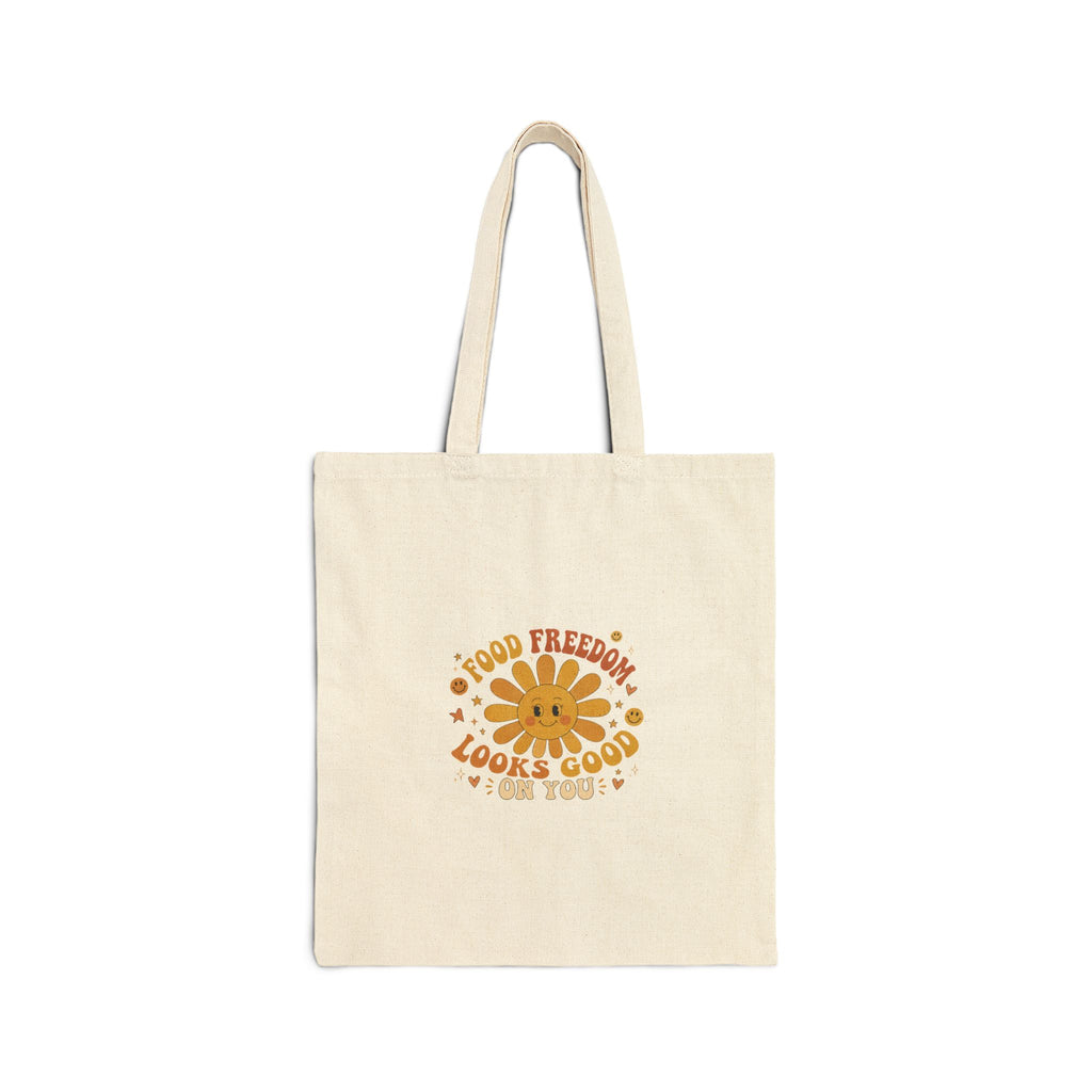 Tote Bag — "Food Freedom Looks Good On You" Retro Daisy Canvas Tote