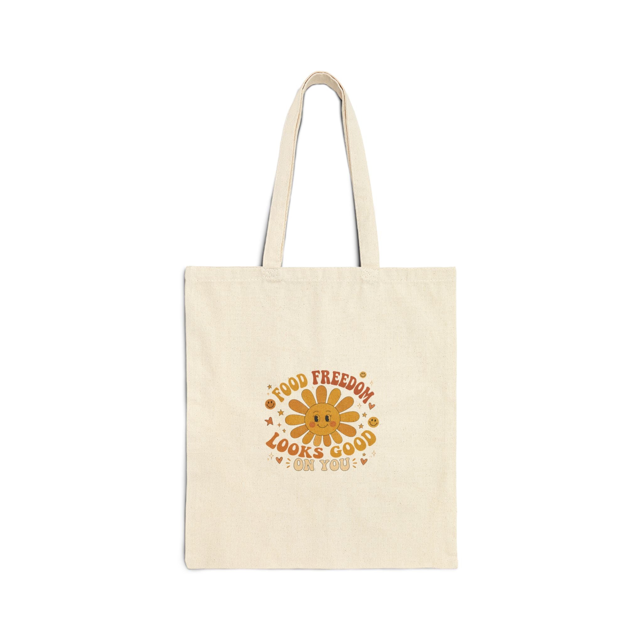 Tote Bag — "Food Freedom Looks Good On You" Retro Daisy Canvas Tote