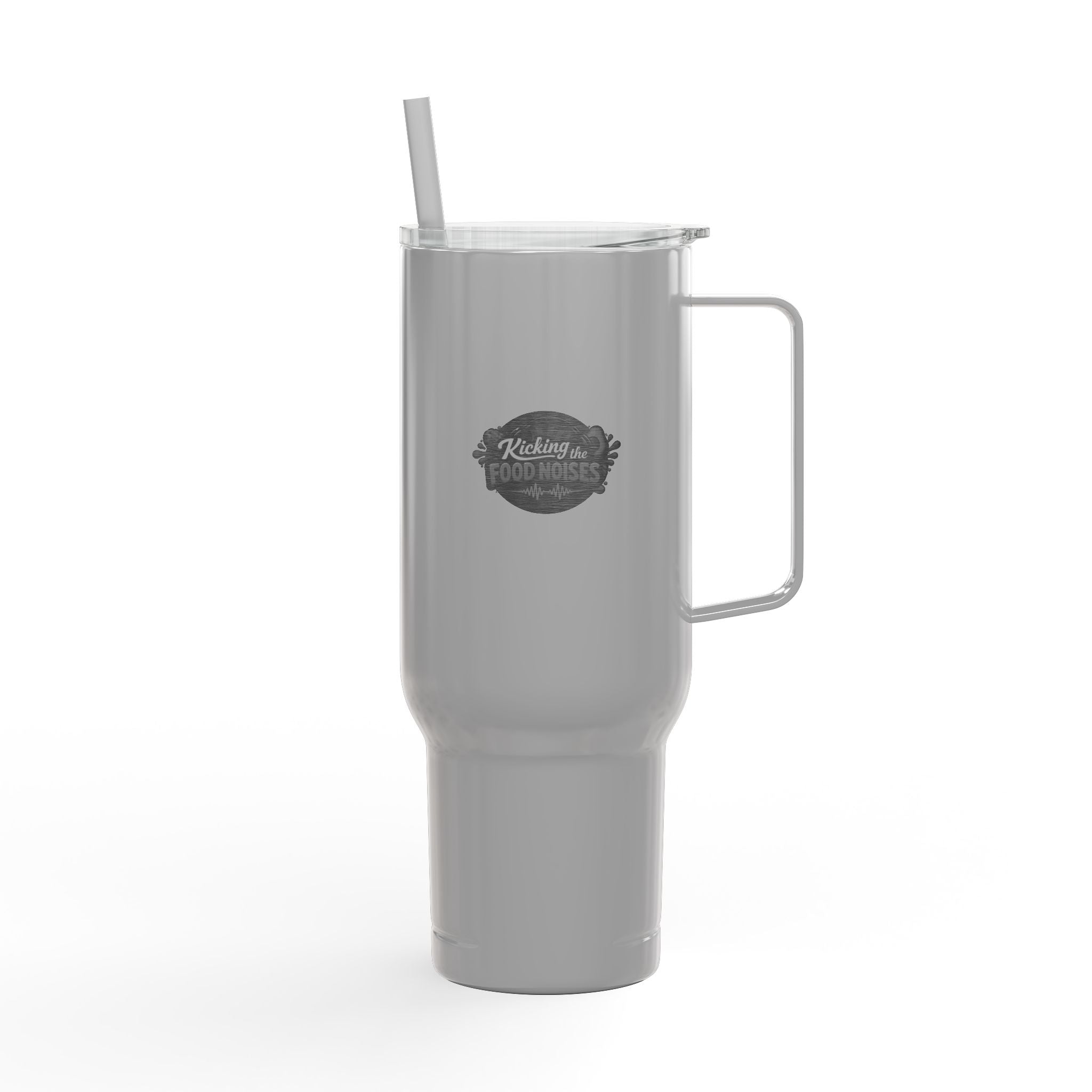40oz Engraved Insulated Tumbler with Lid & Straw – 'Kicking up Food Noises' Travel Mug