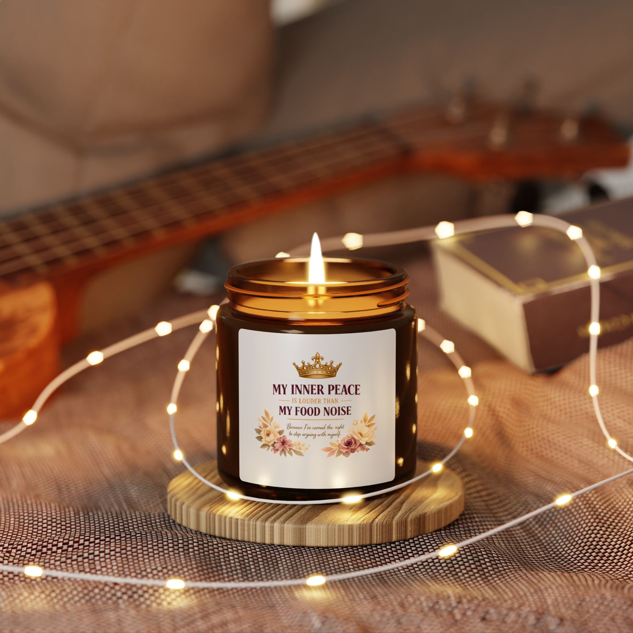 Soy Candle — “My Inner Peace, My Food Noise” Amber Jar