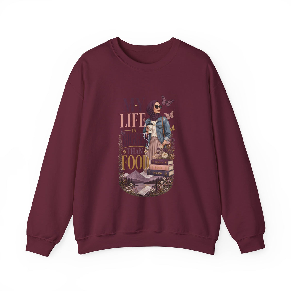 Crewneck Sweatshirt — "My Life Is Bigger Than Your Ego" Vintage Bookish Graphic