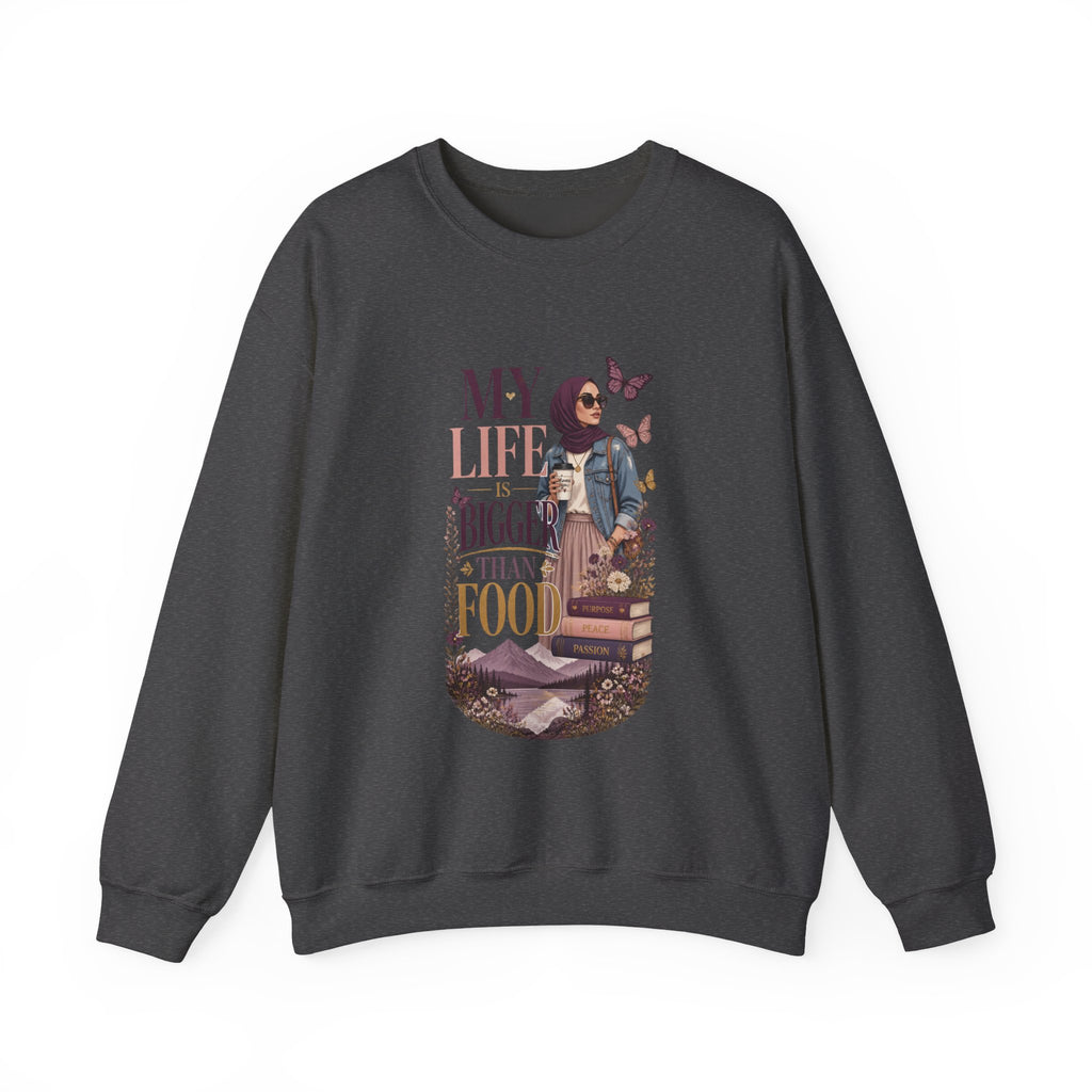 Crewneck Sweatshirt — "My Life Is Bigger Than Your Ego" Vintage Bookish Graphic