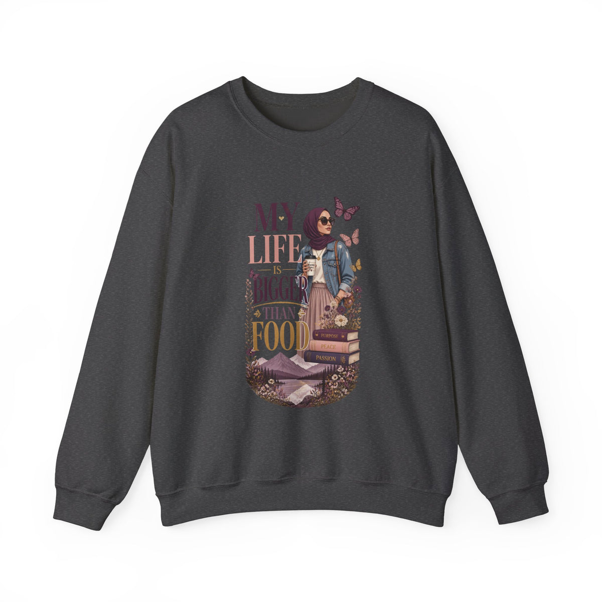 Crewneck Sweatshirt — "My Life Is Bigger Than Your Ego" Vintage Bookish Graphic