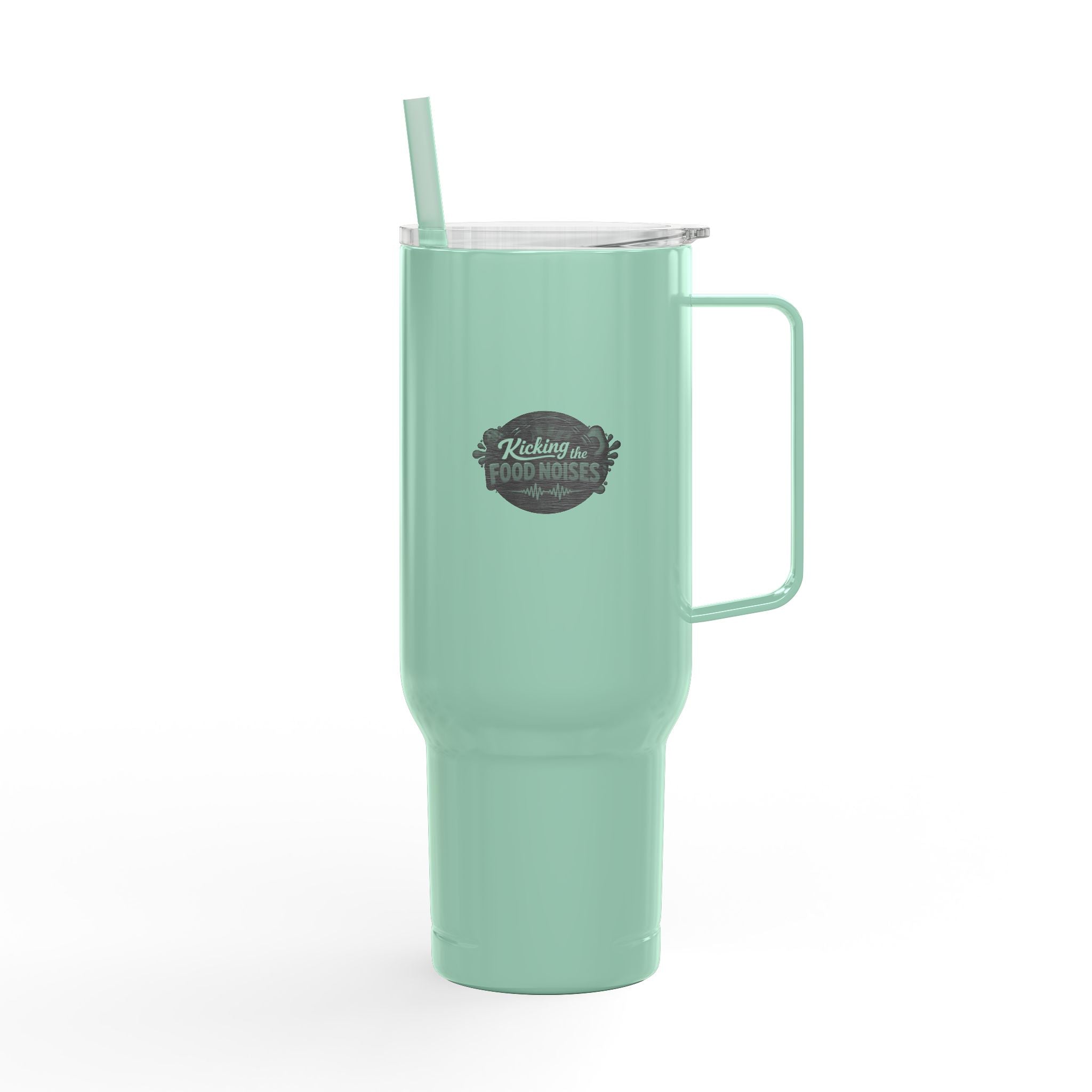 40oz Engraved Insulated Tumbler with Lid & Straw – 'Kicking up Food Noises' Travel Mug