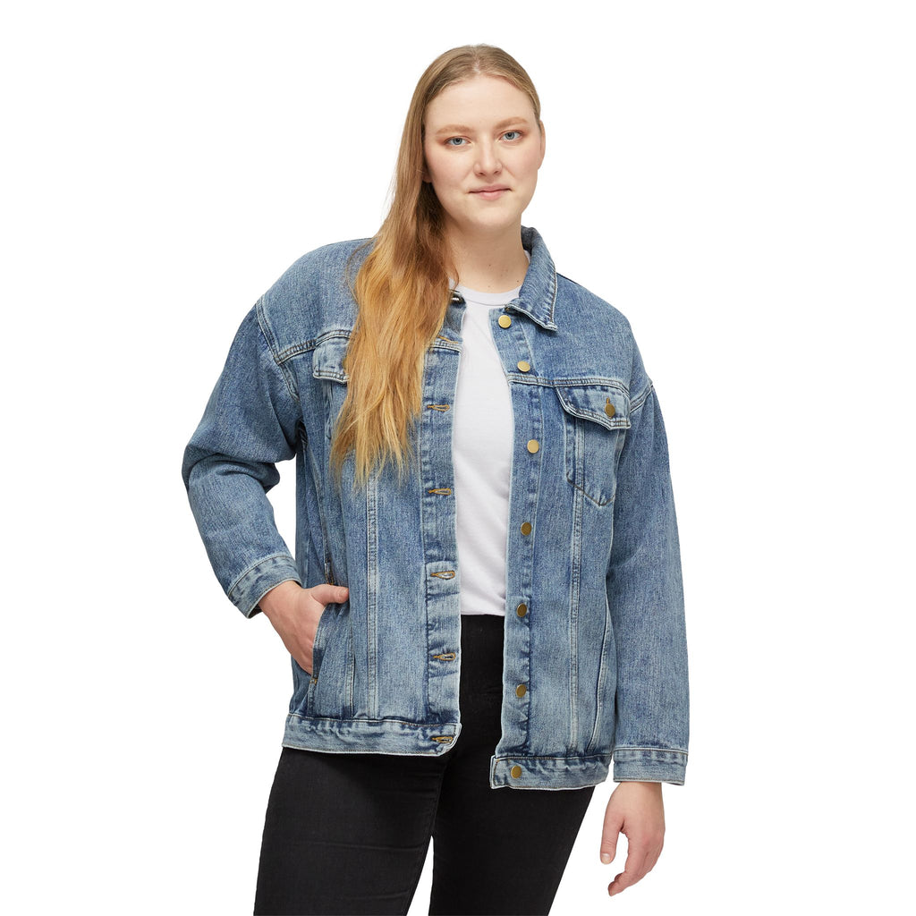 Denim Jacket — "Change It" Retro Sunflower Graphic Back