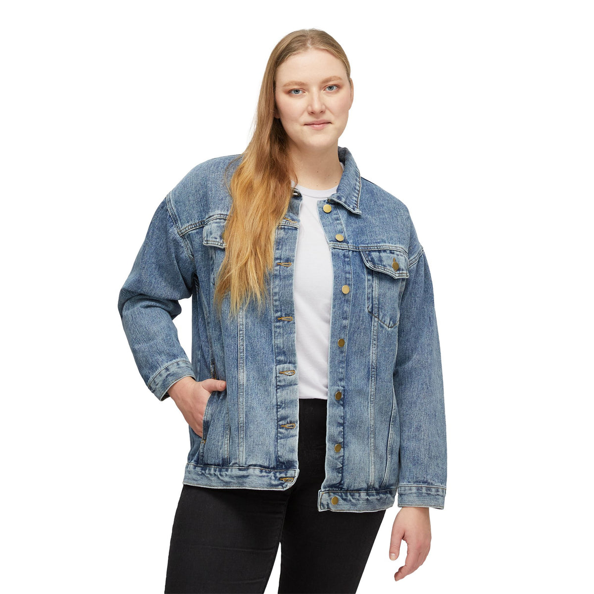 Denim Jacket — "Change It" Retro Sunflower Graphic Back