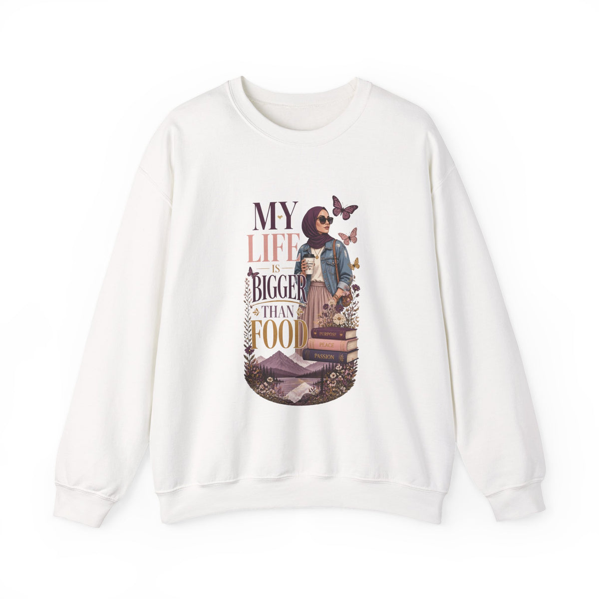 Crewneck Sweatshirt — "My Life Is Bigger Than Your Ego" Vintage Bookish Graphic