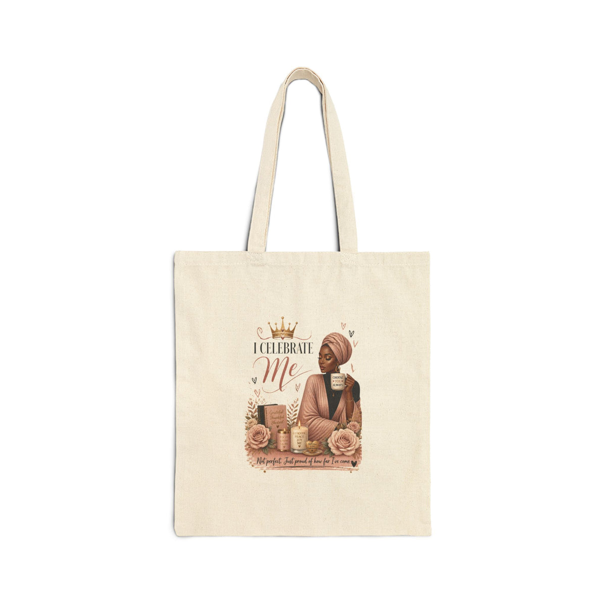 Celebrate Me Canvas Tote Bag — Inspirational Black Woman Portrait Tote