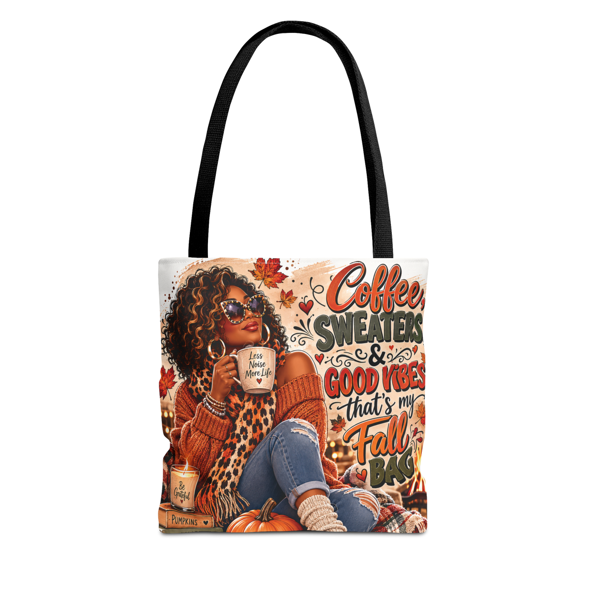 Fall Vibes Tote — "Coffee, Sweaters & Good Vibes" Autumn Tote Bag