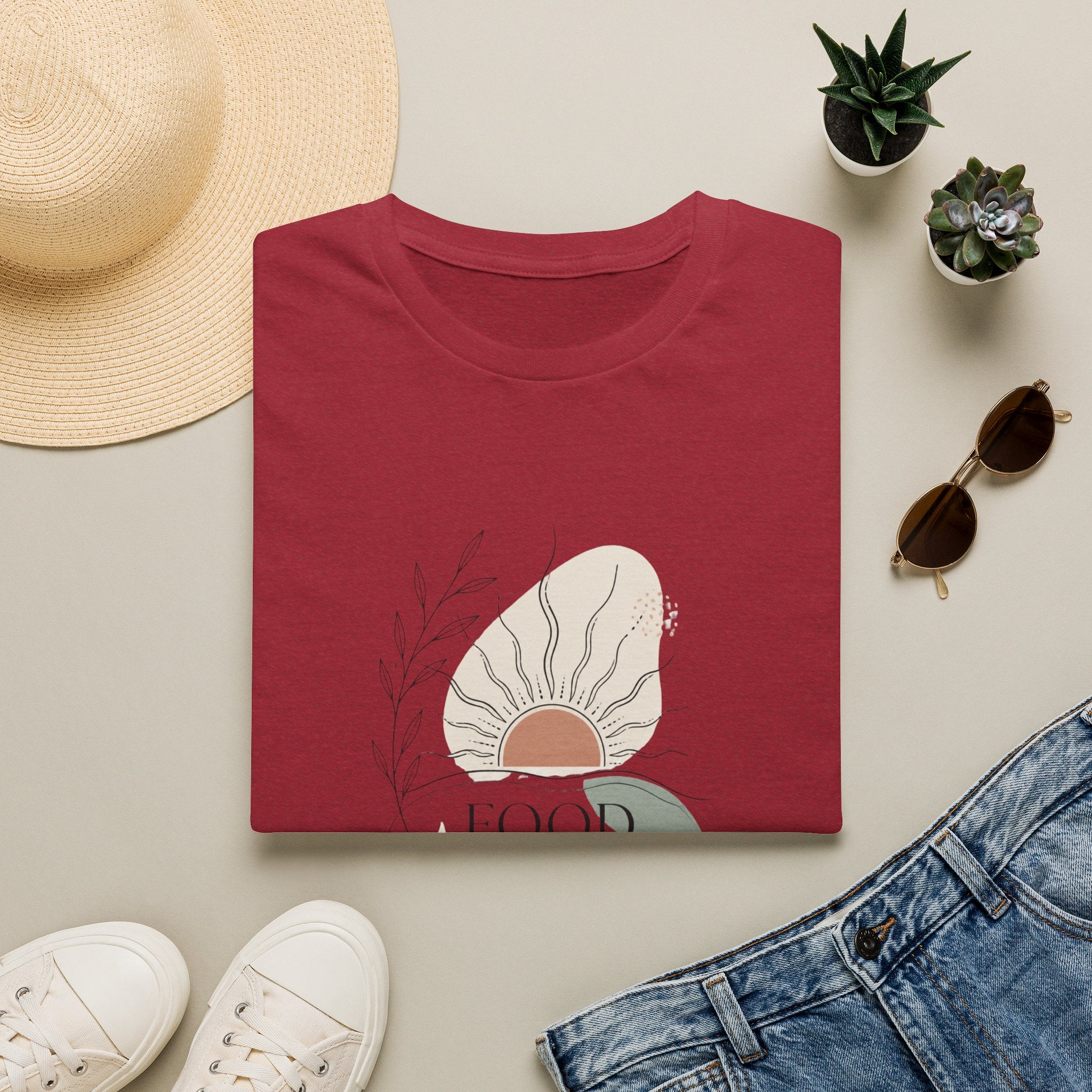 Abstract Sunflower Graphic T-Shirt — 'Good Vibes' Minimal Boho Tee