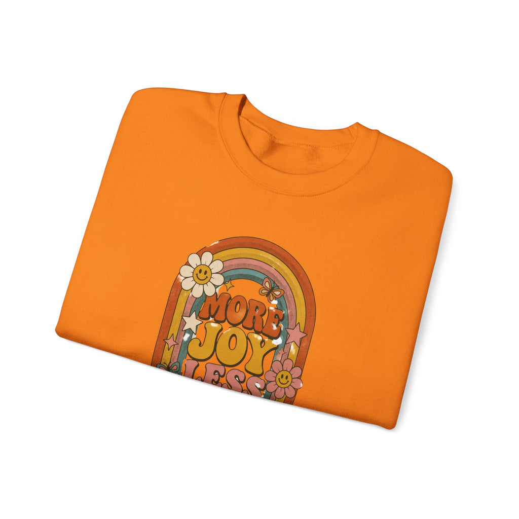 Retro Rainbow Sweatshirt — "More Joy Less Room Noise" Floral Crewneck