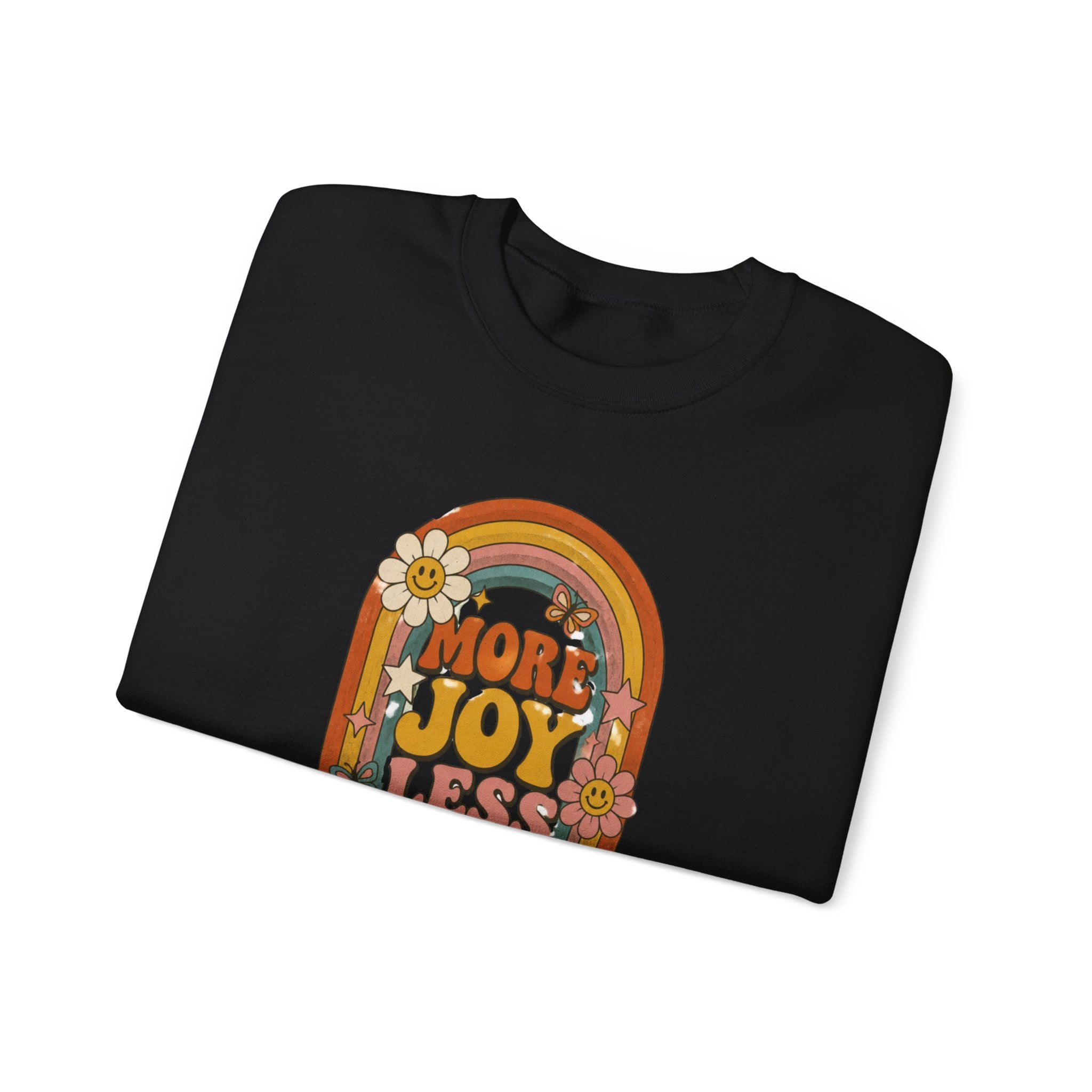 Retro Rainbow Sweatshirt — "More Joy Less Room Noise" Floral Crewneck