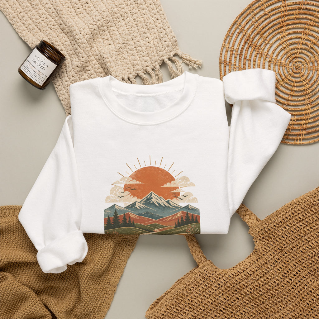 Peace Over Perfection Crewneck Sweatshirt – Vintage Mountain Graphic