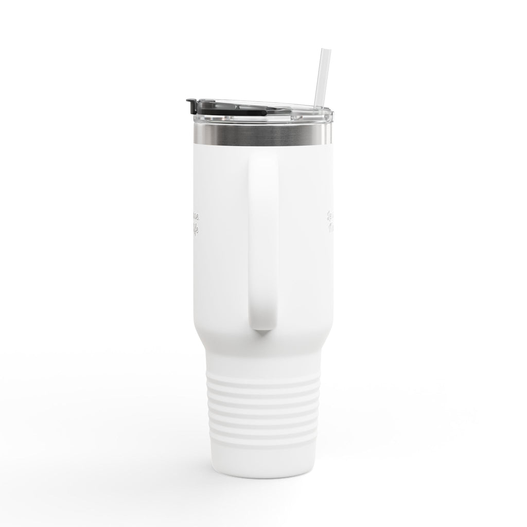 Insulated Travel Mug 40oz — "Less Noise More Life" Stainless Steel Tumbler