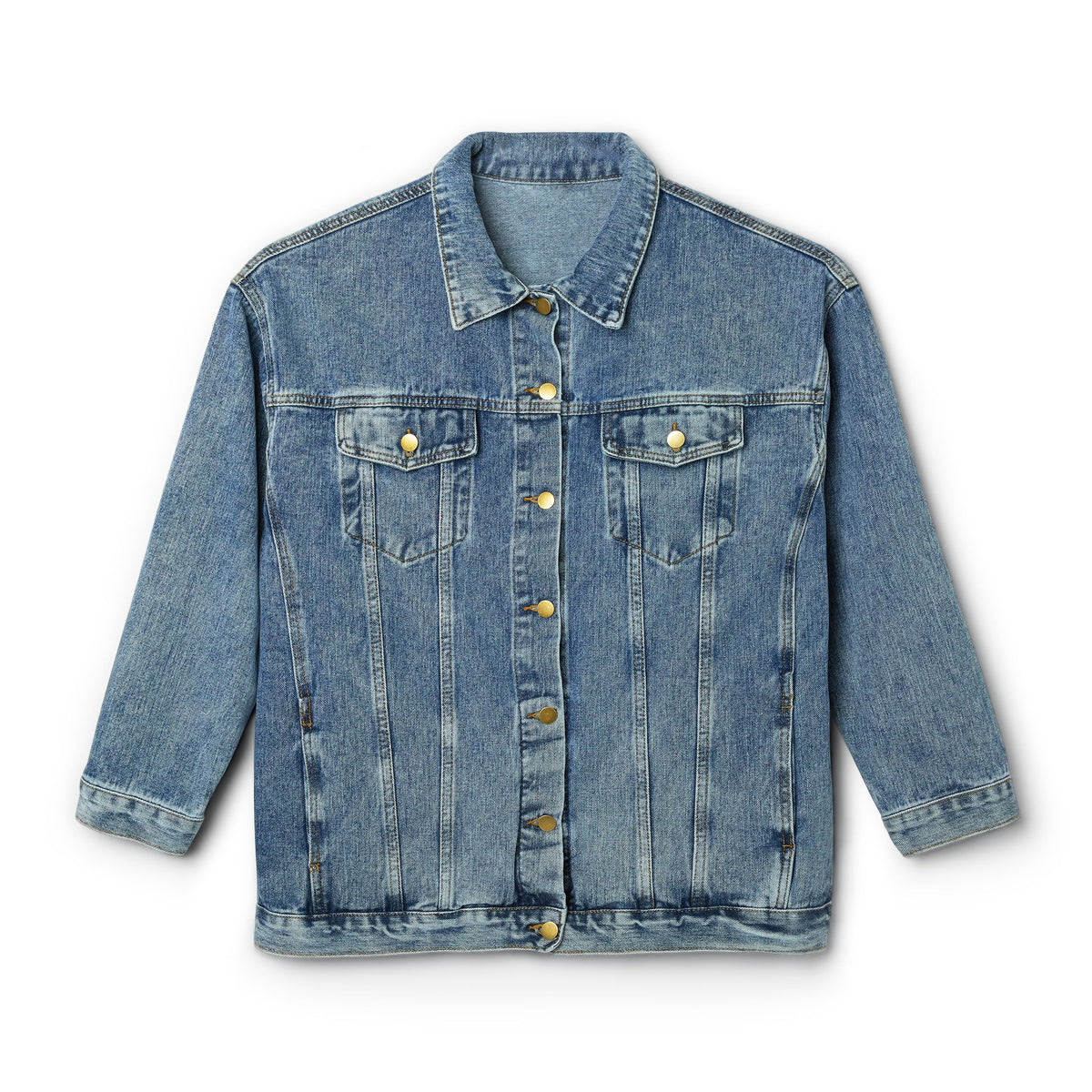 Denim Jacket — "Change It" Retro Sunflower Graphic Back