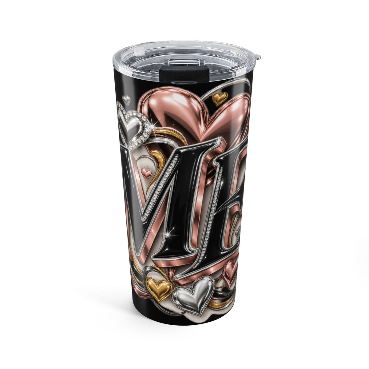 20oz Mama Tumbler – Metallic Heart Mom Travel Cup