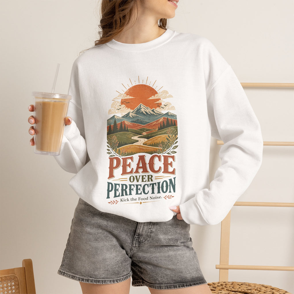 Peace Over Perfection Crewneck Sweatshirt – Vintage Mountain Graphic