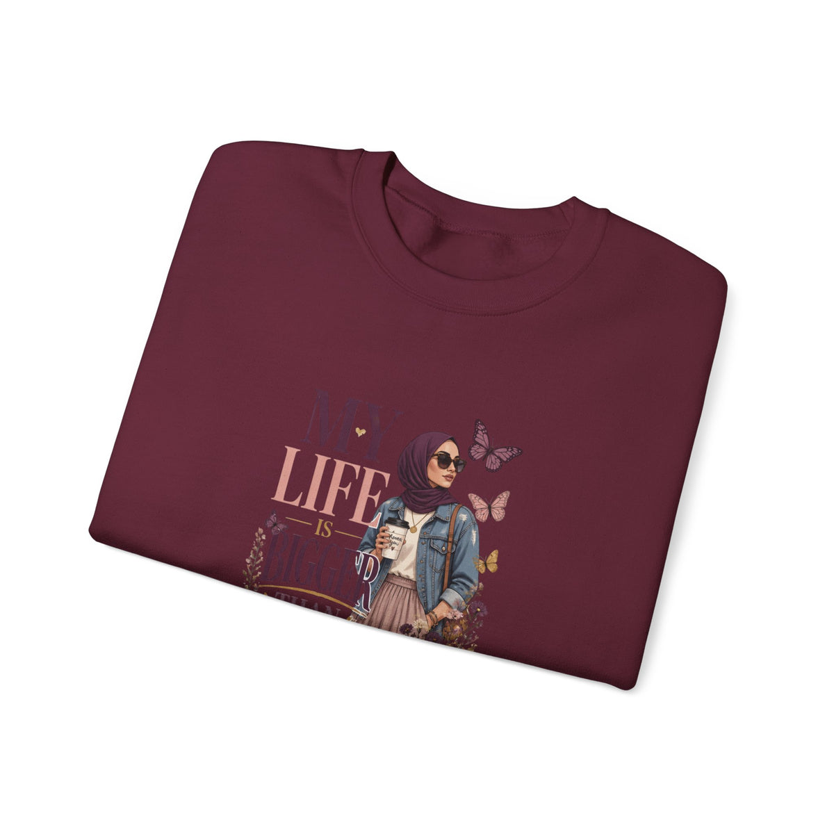 Crewneck Sweatshirt — "My Life Is Bigger Than Your Ego" Vintage Bookish Graphic