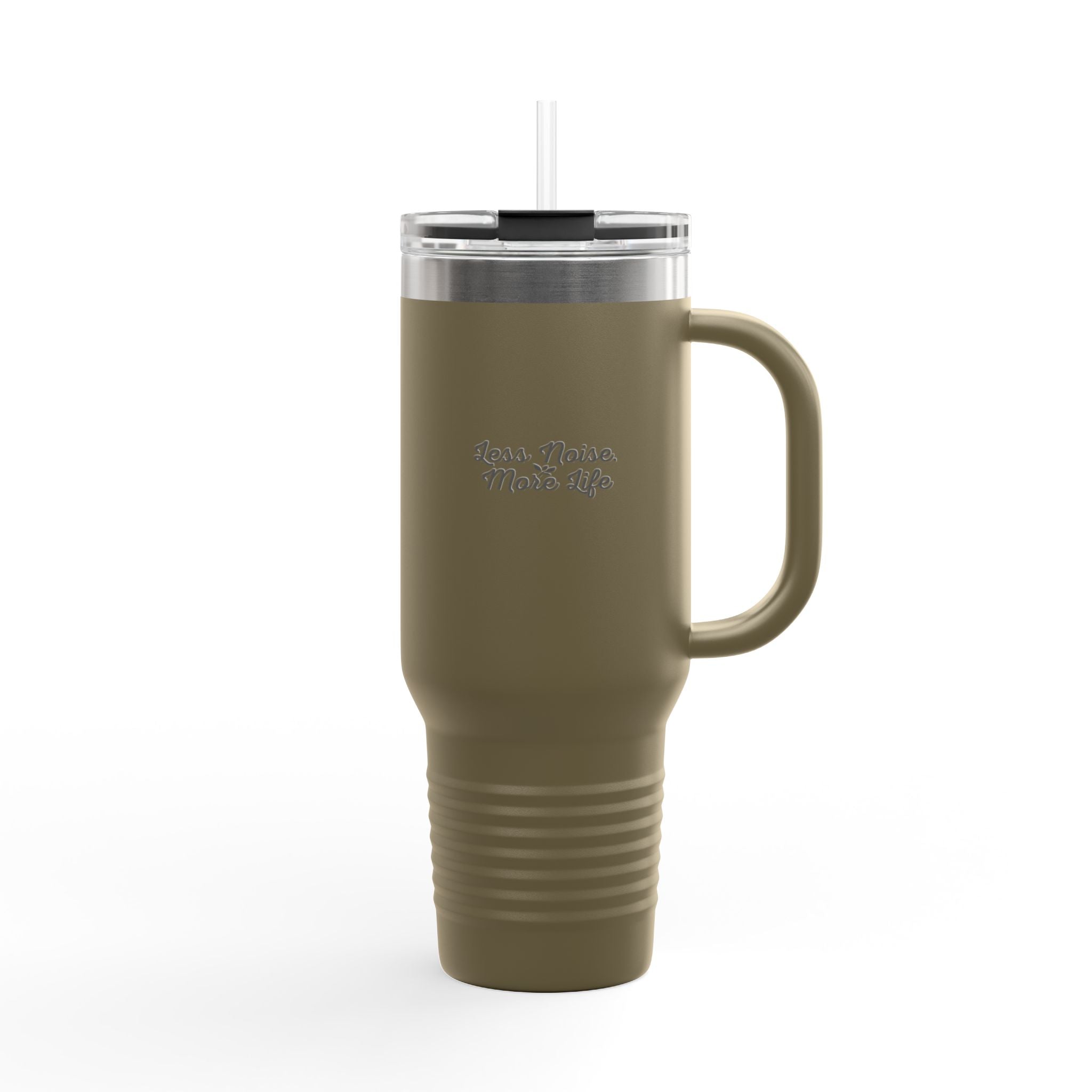Insulated Travel Mug 40oz — "Less Noise More Life" Stainless Steel Tumbler