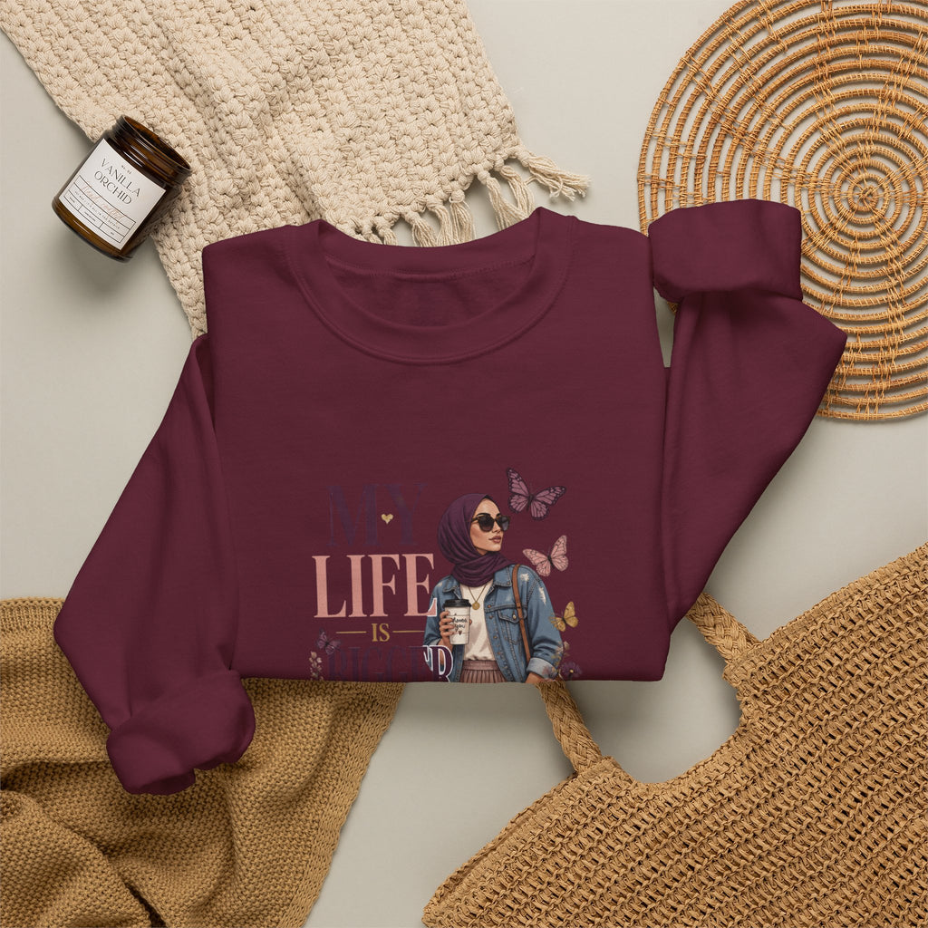 Crewneck Sweatshirt — "My Life Is Bigger Than Your Ego" Vintage Bookish Graphic