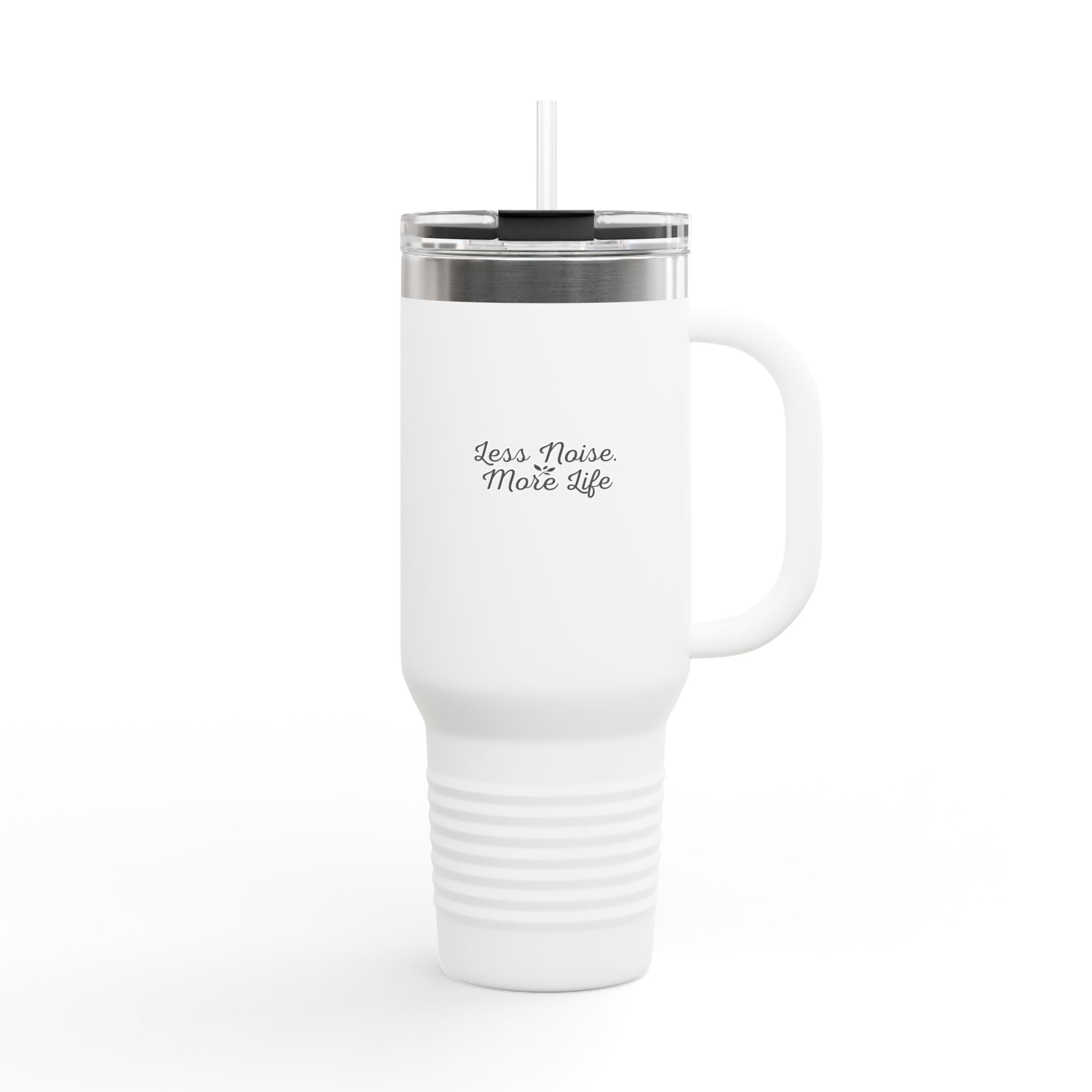 Insulated Travel Mug 40oz — "Less Noise More Life" Stainless Steel Tumbler