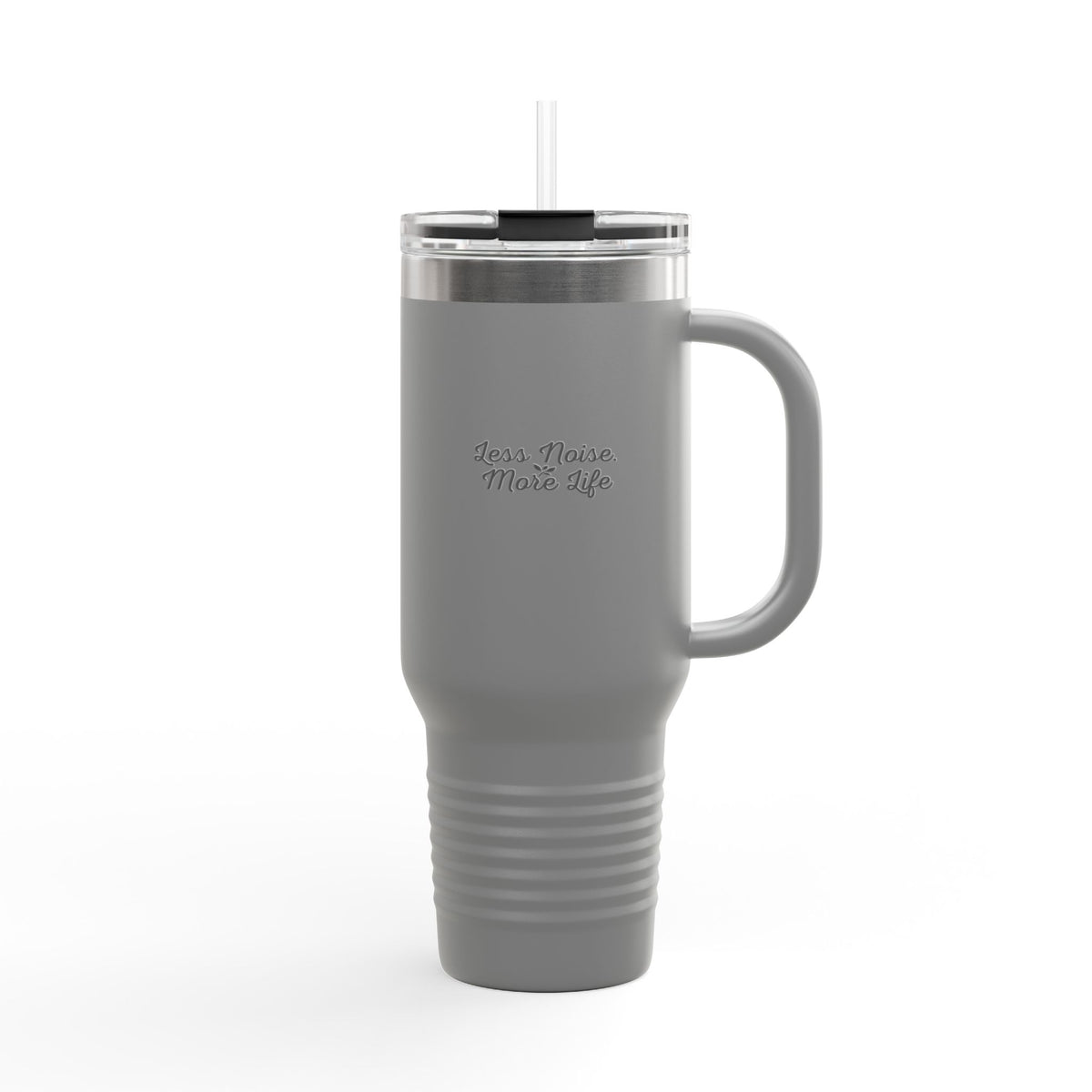 Insulated Travel Mug 40oz — "Less Noise More Life" Stainless Steel Tumbler