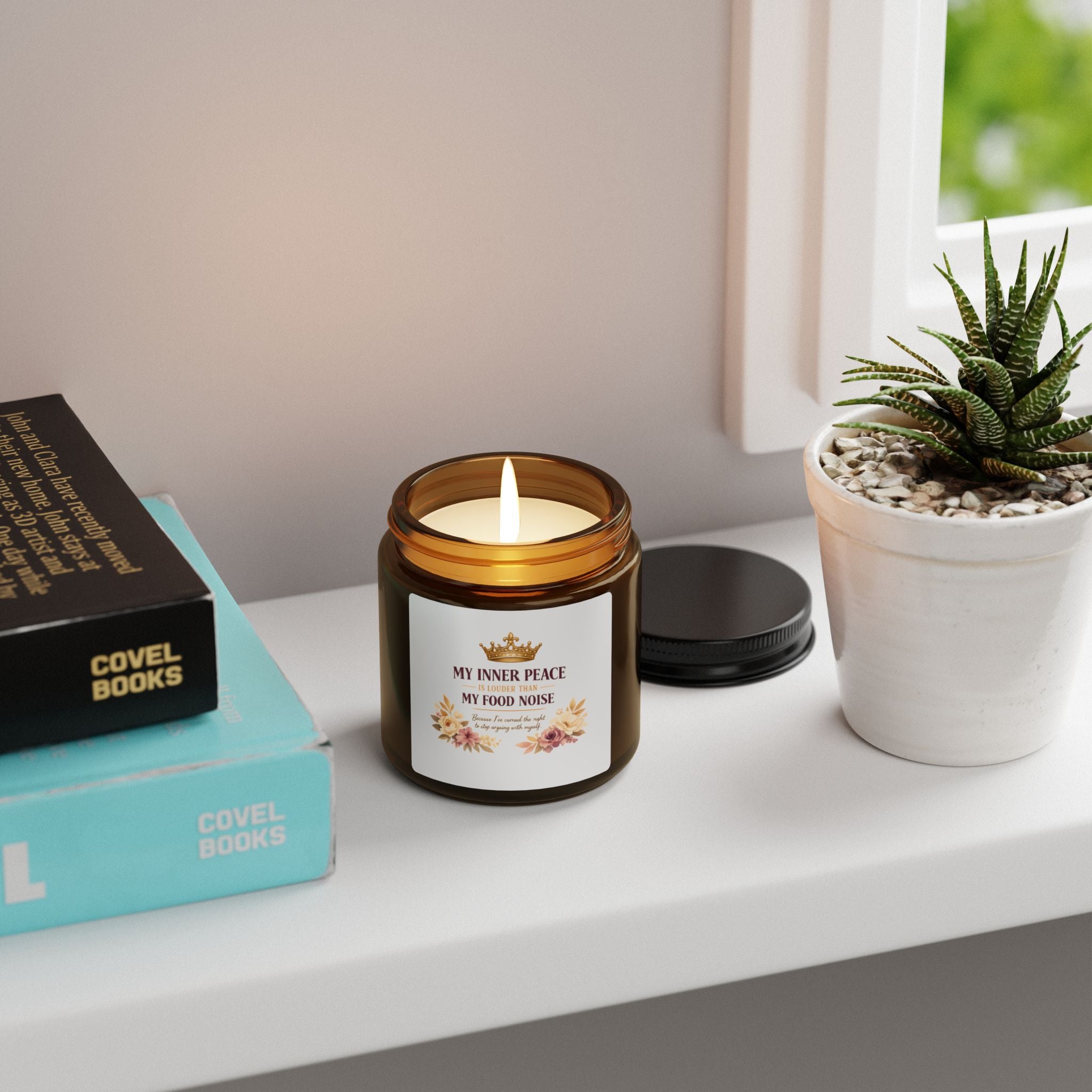 Soy Candle — “My Inner Peace, My Food Noise” Amber Jar