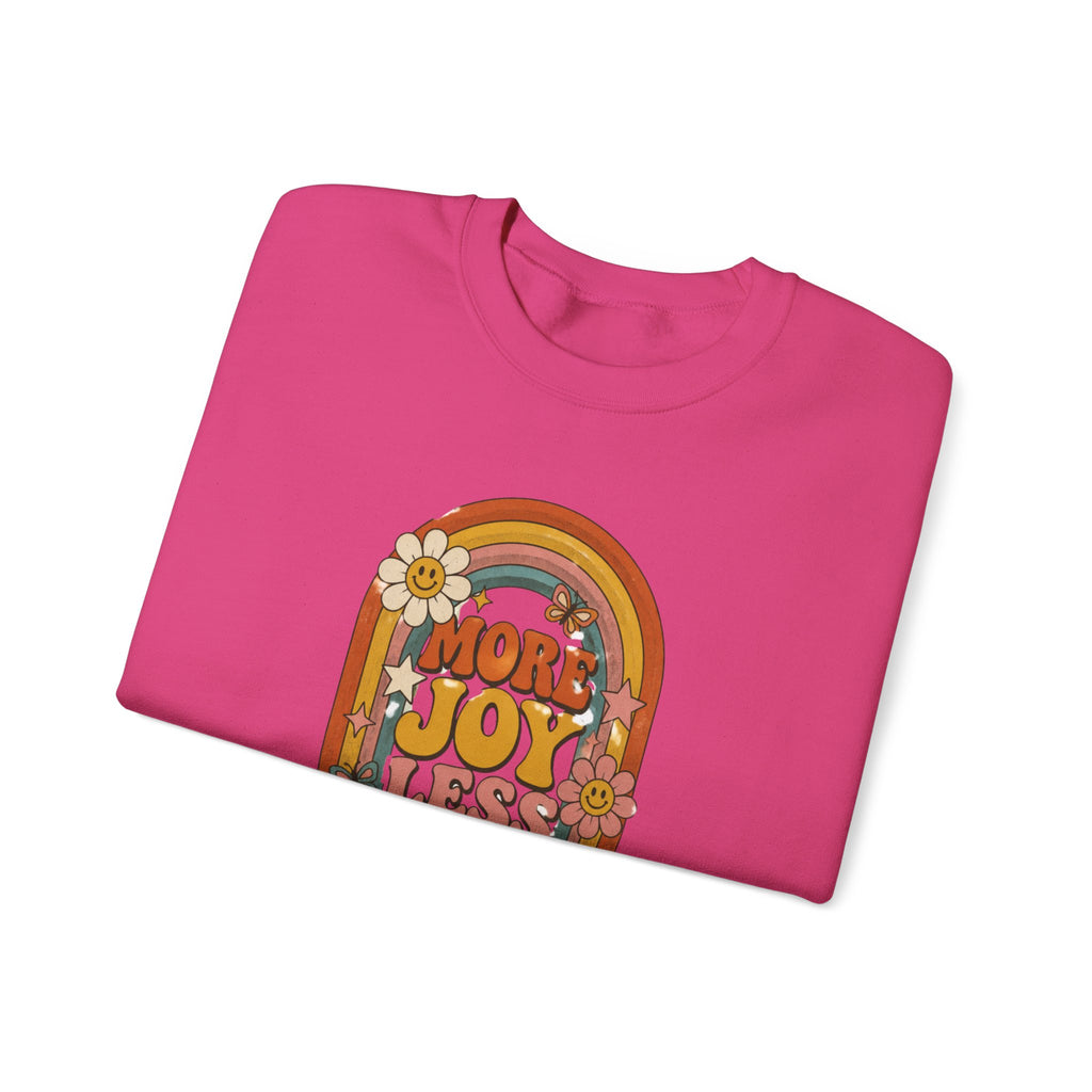 Retro Rainbow Sweatshirt — "More Joy Less Room Noise" Floral Crewneck